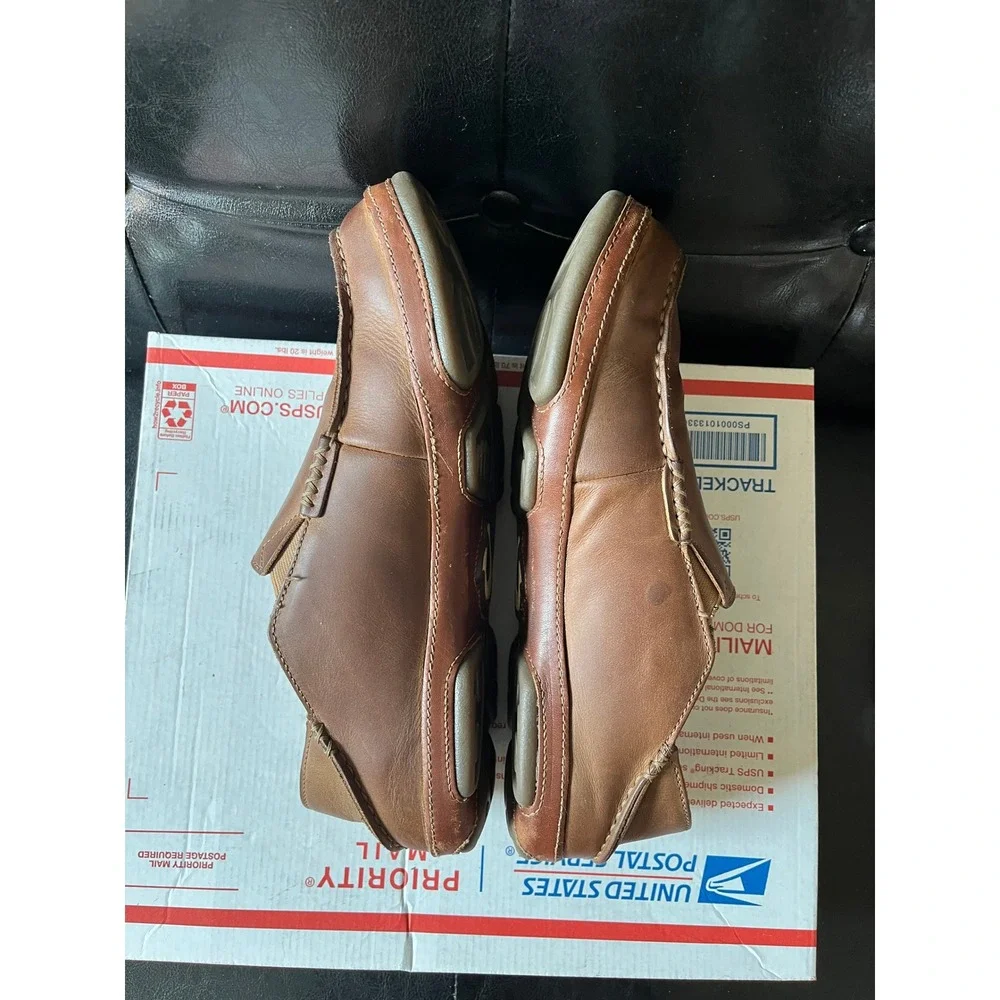 OluKai Moloa Brown Leather Slip On Loafers
